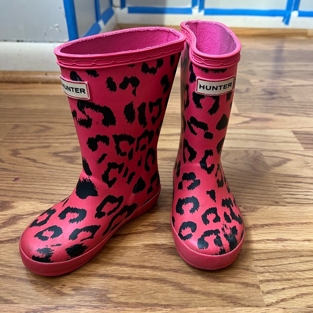 Toddler Hunter rain boots pink leopard print